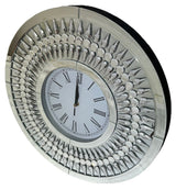 Luxury Round Mirrored Decorative Wall Clock with Teardrop Crystal Border