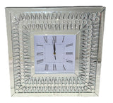 Luxury Square Mirrored Decorative Wall Clock with Teardrop Crystal Border