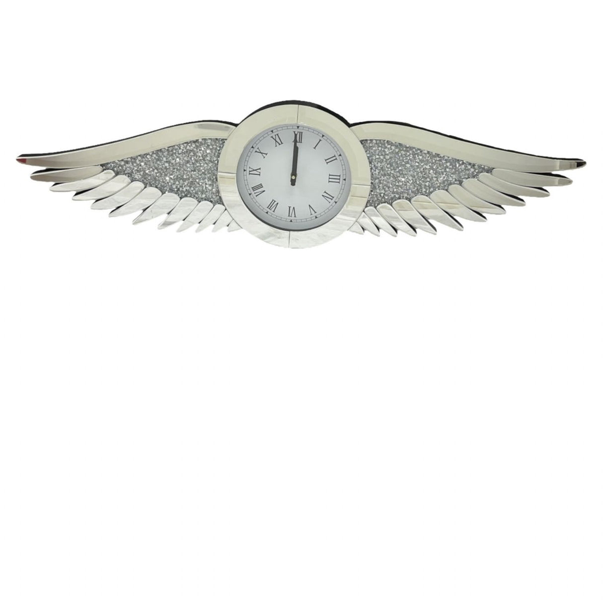 Luxury Mirrored Wing Decorative Wall Clock with Crushed Diamond