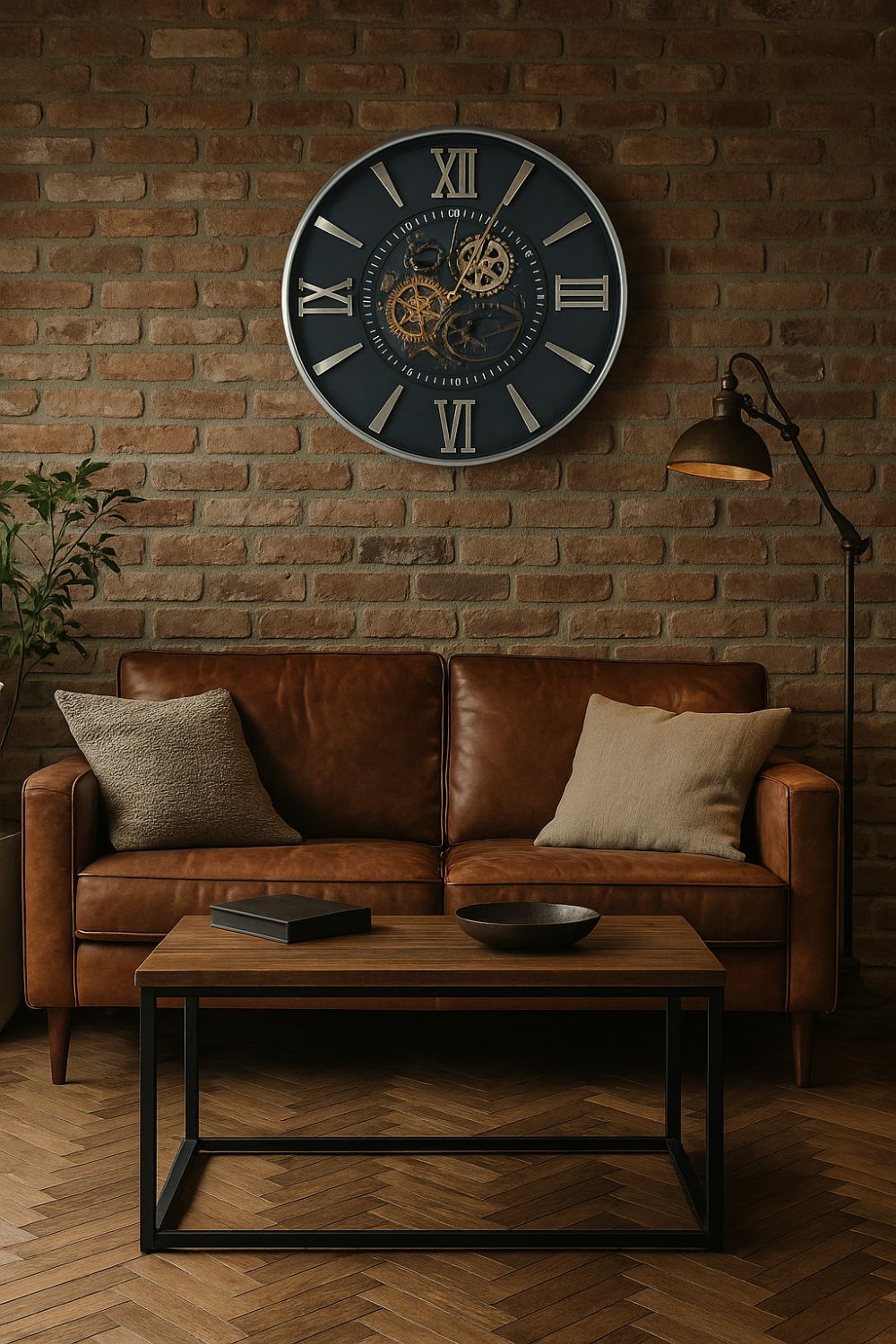 Industrial Black and Silver Mechanical Moving Gear Decorative Wall Clock