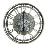 Industrial Silver Skeleton Gear Decorative Wall Clock