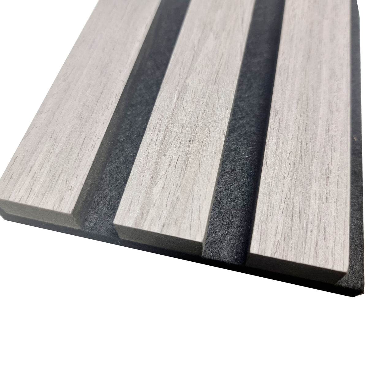Single Faced Acoustic Standard Slat Wall Panels - 1 sided Wood Veneer - 240cm x 60cm (2 pcs) - Grey Oak