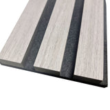 Single Faced Acoustic Standard Slat Wall Panels - 1 sided Wood Veneer - 240cm x 60cm (2 pcs) - Grey Oak