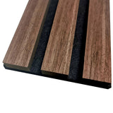 Single Faced Acoustic Standard Slat Wall Panels - 1 sided Wood Veneer - 240cm x 60cm (2 pcs) - Walnut