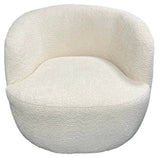 Modern Ivory Boucle Swivel Tub Chair with 360 Degree Rotation