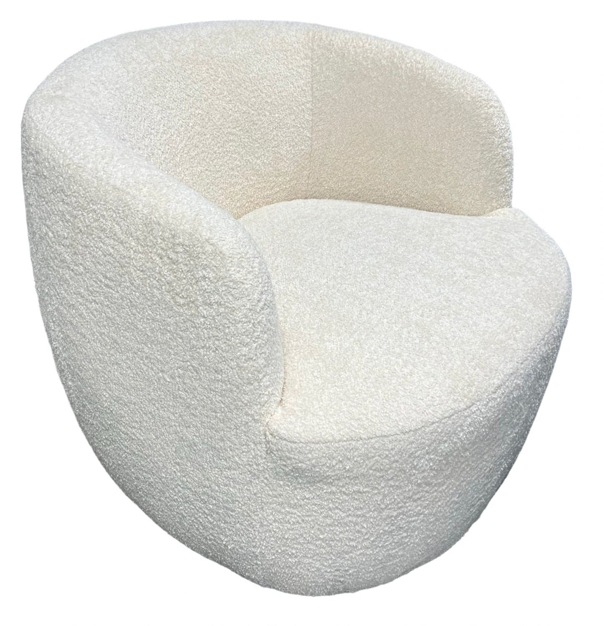 Modern Ivory Boucle Swivel Tub Chair with 360 Degree Rotation
