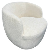 Modern Ivory Boucle Swivel Tub Chair with 360 Degree Rotation
