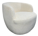 Modern Ivory Boucle Swivel Tub Chair with 360 Degree Rotation