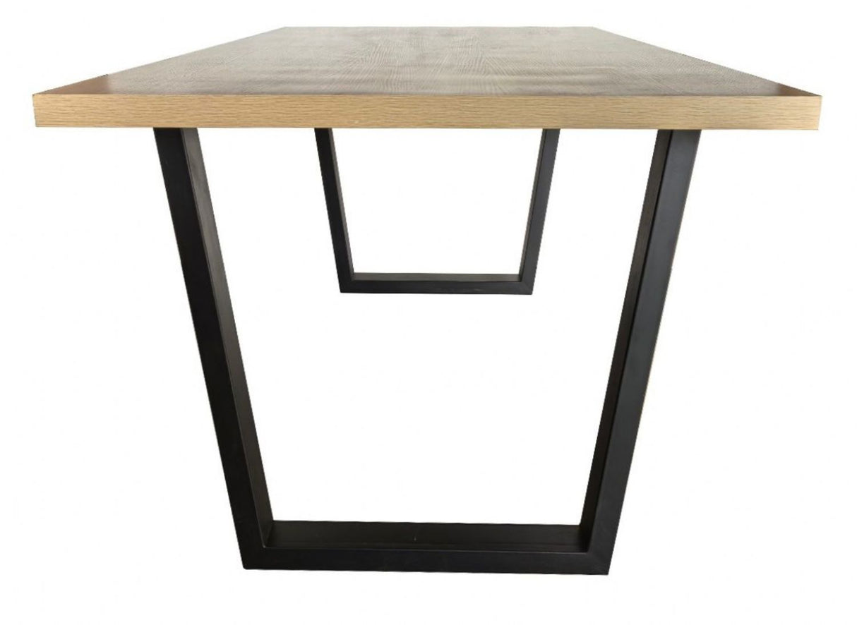 Industrial Large Oak Effect 180cm Rectangular Dining Table with Black Metal Legs