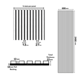 Single Faced Acoustic Standard Slat Wall Panels - 1 sided Wood Veneer - 240cm x 60cm (2 pcs)