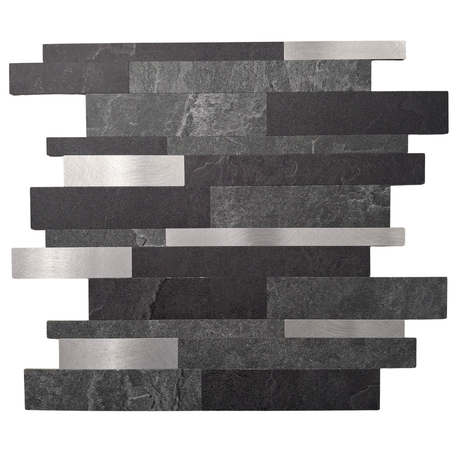 Self Adhesive 3D Mosaic Wall Tiles - Slate - 30cm x 30cm (10 pack)