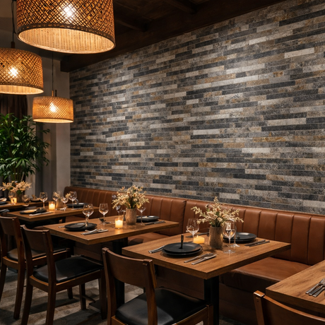 Self Adhesive 3D Mosaic Wall Tiles - Slate - 30cm x 30cm (10 pack)