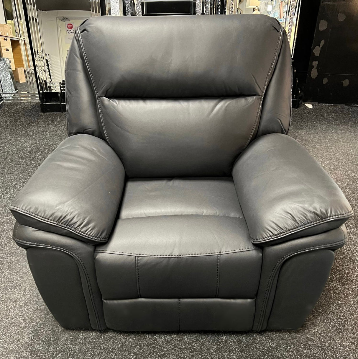 Modern Black Leather Fabric Upholstery Sofa Recliner Armchair