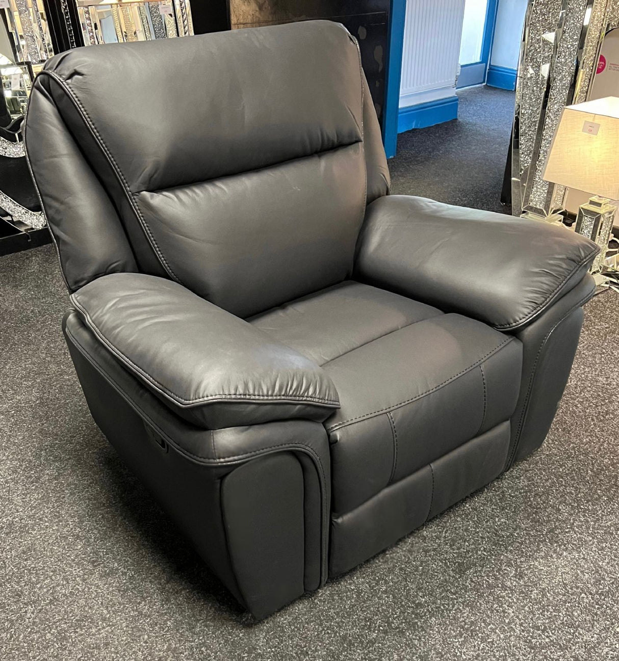 Modern Black Leather Fabric Upholstery Sofa Recliner Armchair