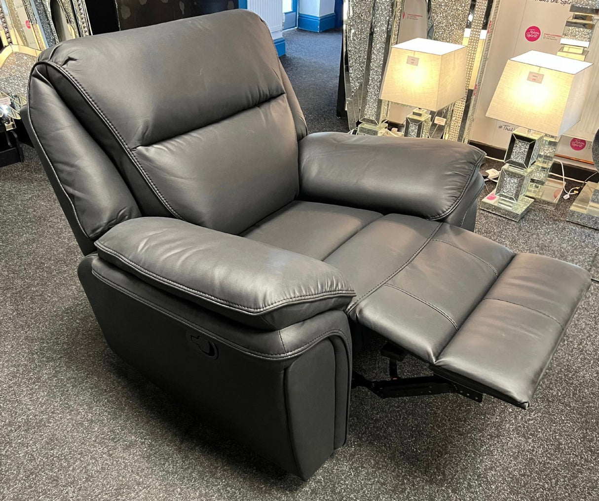 Modern Black Leather Fabric Upholstery Sofa Recliner Armchair