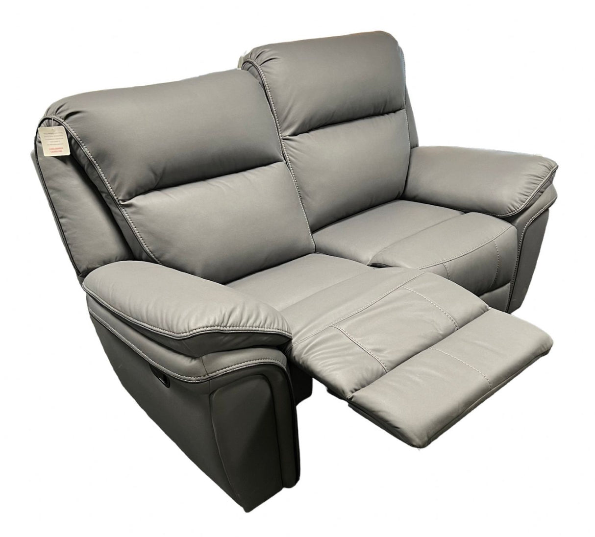 Modern Grey Leather Fabric Upholstery 2 Seater Recliner Sofa