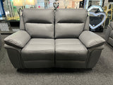 Modern Grey Leather Fabric Upholstery 2 Seater Recliner Sofa