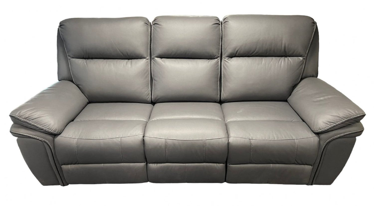 Modern Grey Leather Fabric Upholstery 3 Seater Recliner Sofa