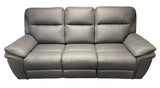 Modern Grey Leather Fabric Upholstery 3 Seater Recliner Sofa