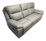 Modern Grey Leather Fabric Upholstery 3 Seater Recliner Sofa