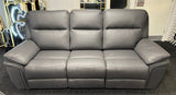 Modern Grey Leather Fabric Upholstery 3 Seater Recliner Sofa