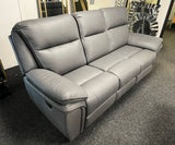 Modern Grey Leather Fabric Upholstery 3 Seater Recliner Sofa