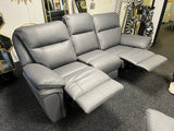 Modern Grey Leather Fabric Upholstery 3 Seater Recliner Sofa
