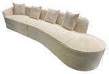 Modern Ivory Boucle Left Hand 5 Seater Curved Sofa