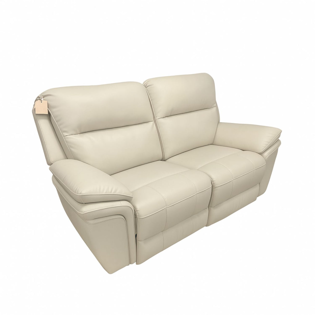 Modern Ivory Leather Fabric Upholstery 2 Seater Recliner Sofa