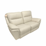 Modern Ivory Leather Fabric Upholstery 2 Seater Recliner Sofa