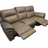 Modern Brown Leather Fabric Upholstery 3 Seater Recliner Sofa