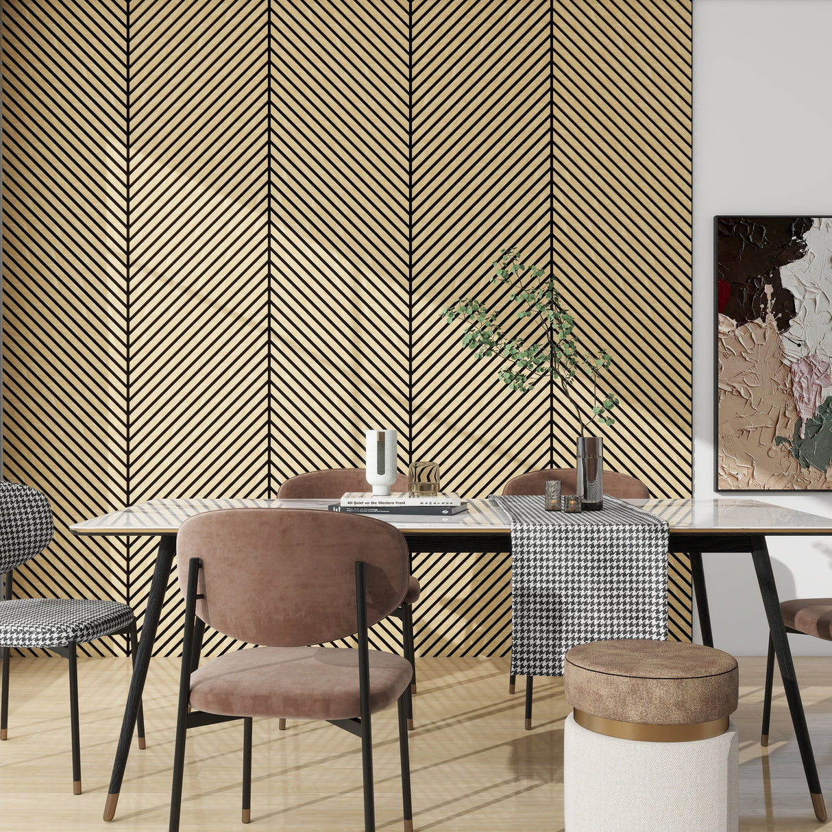 3m Wood Veneer Acoustic Diagonal Slat Wall Panels - 300cm x 60cm (2 pack)