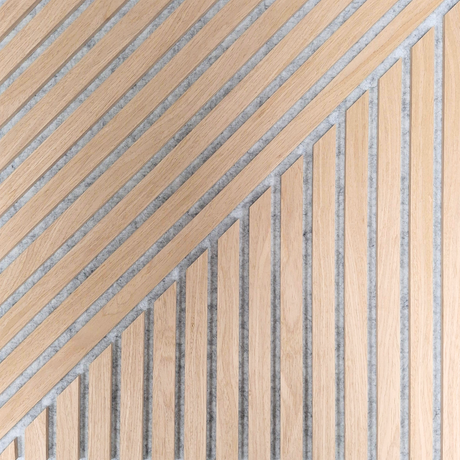 Neutral Collection - Acoustic Wall Panels - Oak on Grey Felt - Square/Mix- 60cm x 60cm (6 pack)