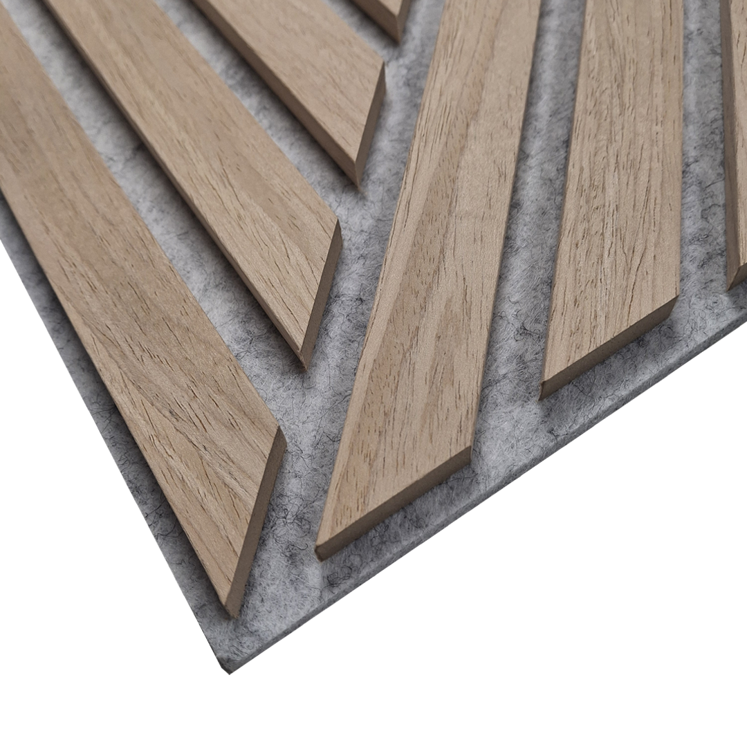Neutral Collection - Acoustic Wall Panels - Oak on Grey Felt - Square/Mix- 60cm x 60cm (6 pack)
