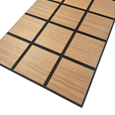 Superlightweight Grid- Self Adhesive Acoustic Wall Panels - 120cm x 30cm (4 pack) - Walnut