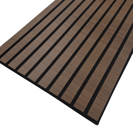 Superlightweight Slatted - Self Adhesive Acoustic Wall Panels - 120cm x 30cm (4 pack) - Smoked Oak
