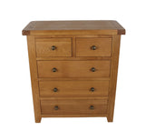 Natural Oak 2 Over 3 Drawer Chest with Traditional Storage