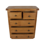 Natural Oak 2 Over 3 Drawer Chest with Traditional Storage
