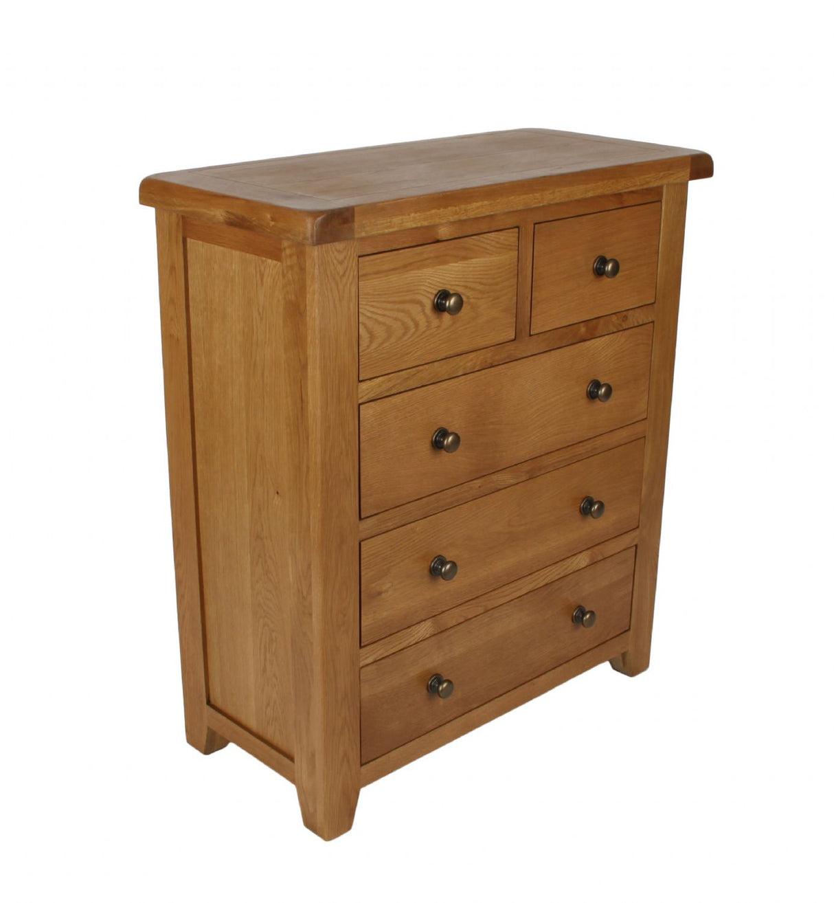 Natural Oak 2 Over 3 Drawer Chest with Traditional Storage