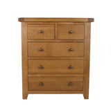 Natural Oak 2 Over 3 Drawer Chest with Traditional Storage
