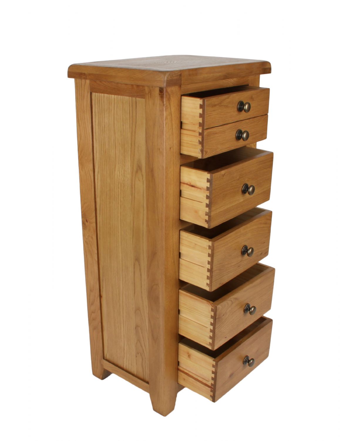 Natural Oak 5 Drawer Chest with Compact Tall Storage Design