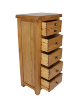 Natural Oak 5 Drawer Chest with Compact Tall Storage Design