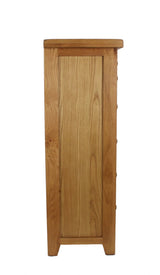 Natural Oak 5 Drawer Chest with Compact Tall Storage Design
