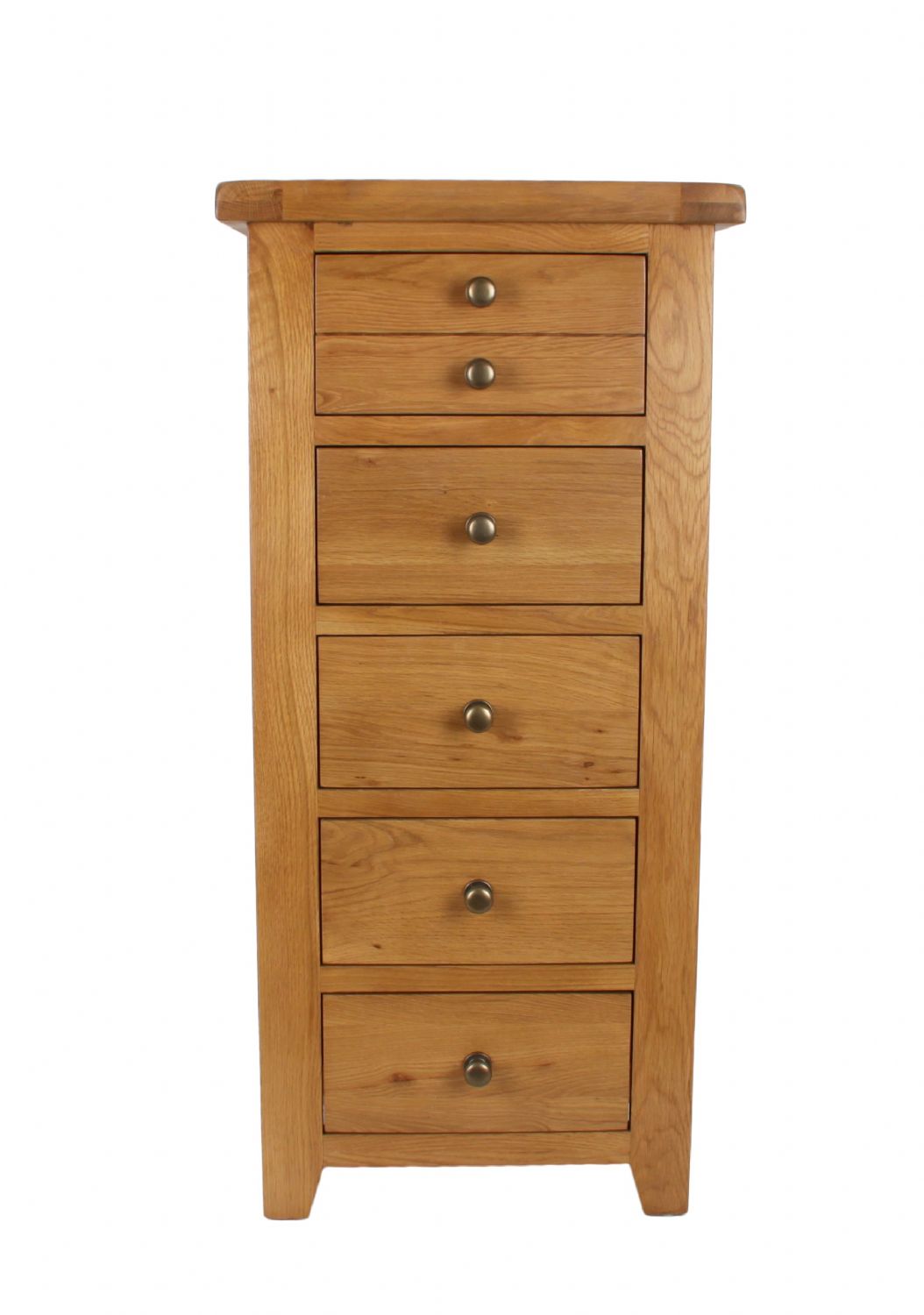 Natural Oak 5 Drawer Chest with Compact Tall Storage Design