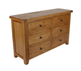 Natural Oak 6 Drawer Chest with Spacious Bedroom Storage