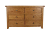 Natural Oak 6 Drawer Chest with Spacious Bedroom Storage
