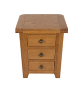 Rustic Oak 3 Drawer Bedside Table with Storage