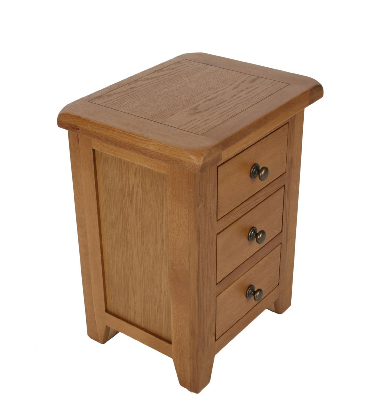 Rustic Oak 3 Drawer Bedside Table with Storage