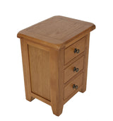 Rustic Oak 3 Drawer Bedside Table with Storage