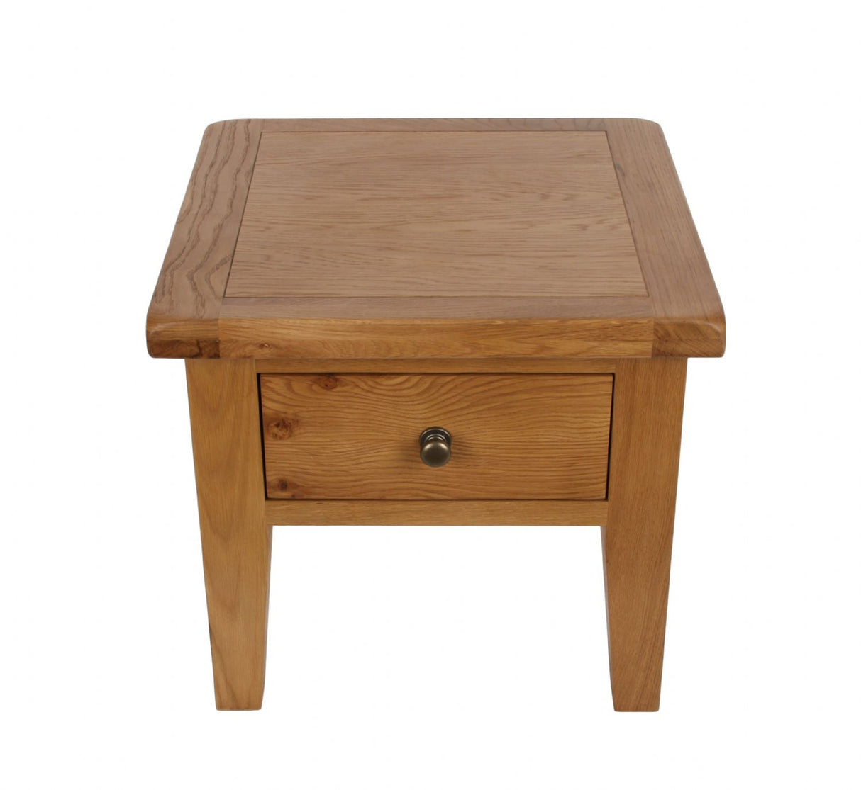 Natural Solid Oak 1 Drawer Lamp Table with Rounded Corners